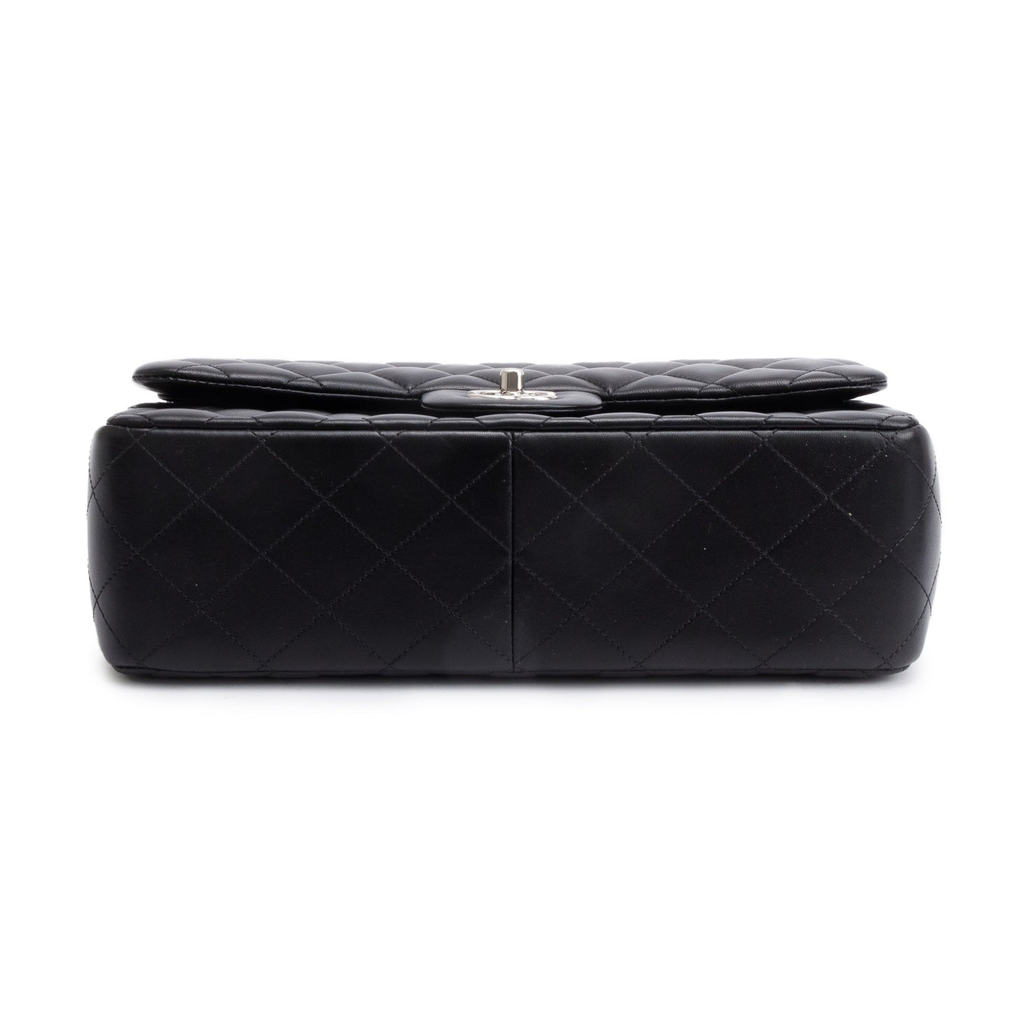 Chanel Black Quilted Lambskin Leather Classic Jumbo Double Flap Bag