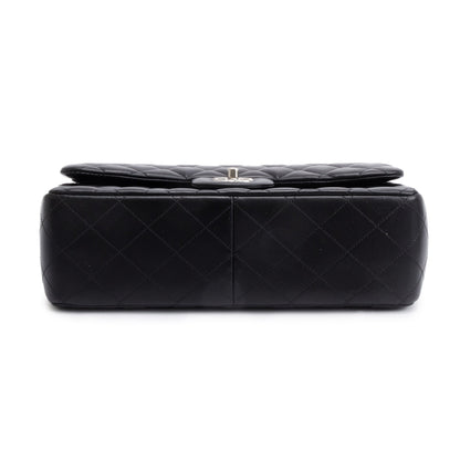 Chanel Black Quilted Lambskin Leather Classic Jumbo Double Flap Bag