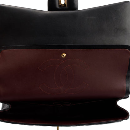 Chanel Black Quilted Lambskin Leather Classic Maxi Double Flap Bag