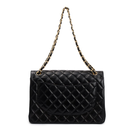 Chanel Black Quilted Lambskin Leather Classic Maxi Double Flap Bag