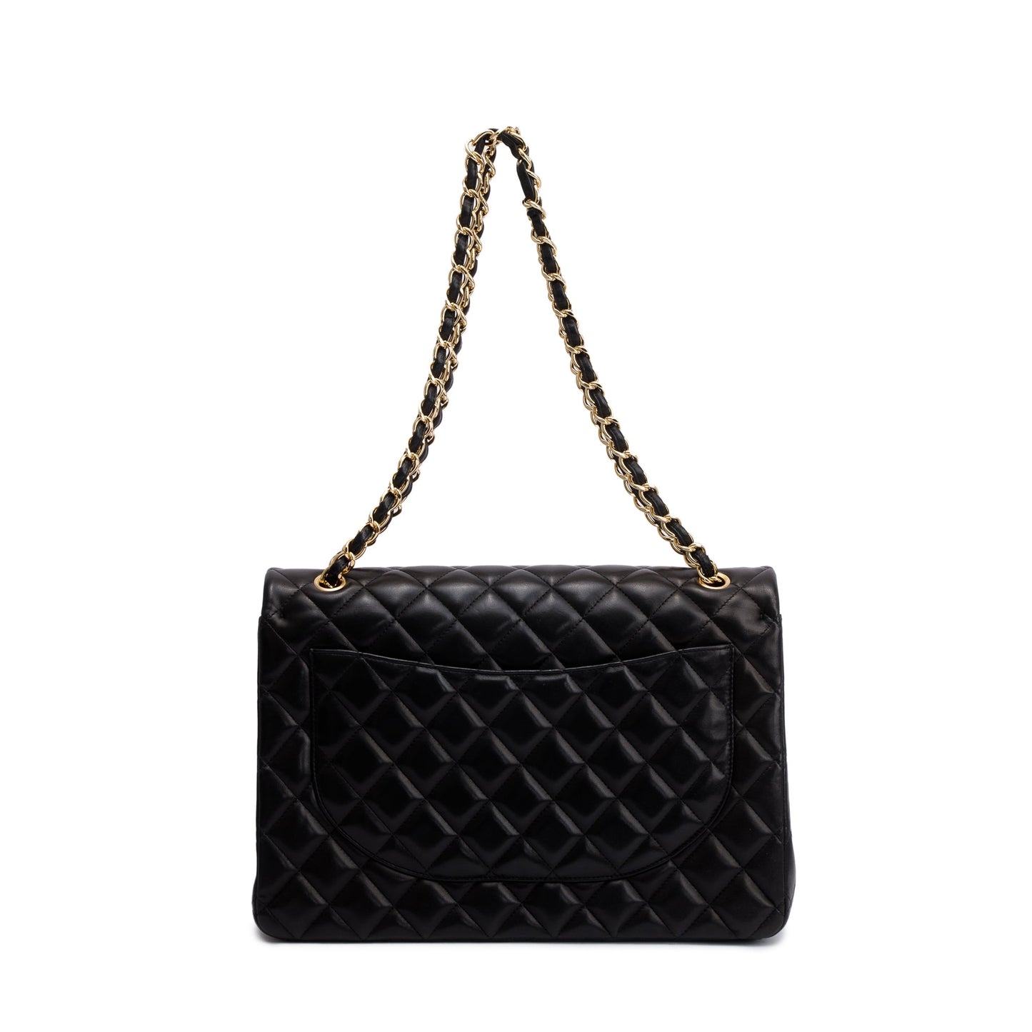 Chanel Black Quilted Lambskin Leather Classic Maxi Double Flap Bag