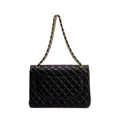 Chanel Black Quilted Lambskin Leather Classic Maxi Double Flap Bag