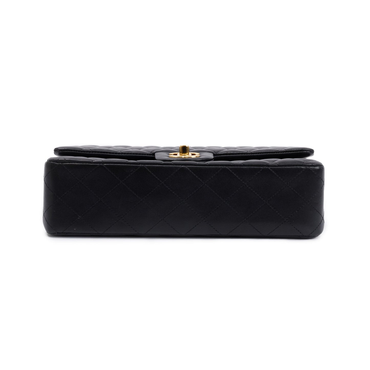 Chanel Black Quilted Lambskin Leather Classic Medium Double Flap Bag