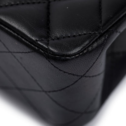 Chanel Black Quilted Lambskin Leather Classic Medium Double Flap Bag