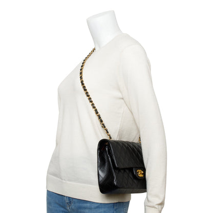 Chanel Black Quilted Lambskin Leather Classic Medium Double Flap Bag