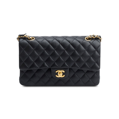 Chanel Black Quilted Lambskin Leather Classic Medium Double Flap Bag