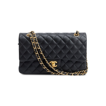 Chanel Black Quilted Lambskin Leather Classic Medium Double Flap Bag