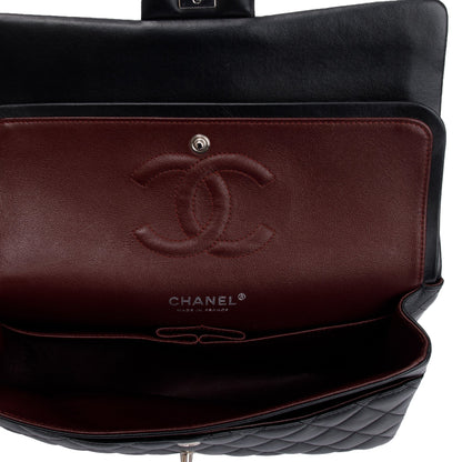 Chanel Black Quilted Lambskin Leather Classic Medium Double Flap Bag