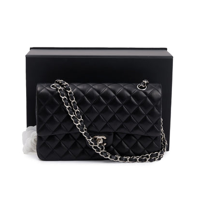 Chanel Black Quilted Lambskin Leather Classic Medium Double Flap Bag