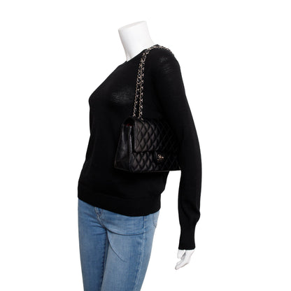 Chanel Black Quilted Lambskin Leather Classic Medium Double Flap Bag