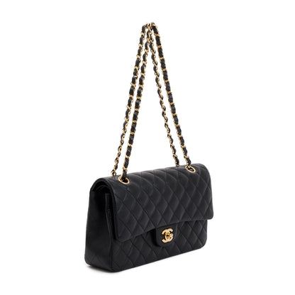Chanel Black Quilted Lambskin Leather Classic Medium Double Flap Bag