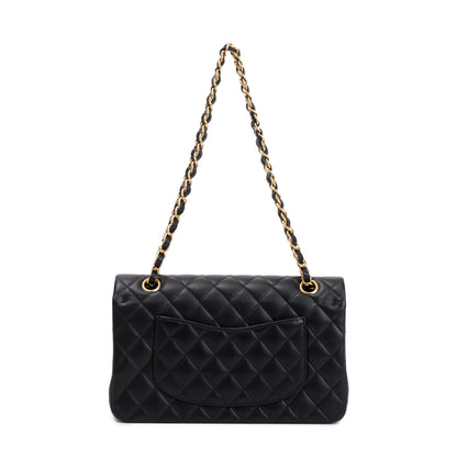 Chanel Black Quilted Lambskin Leather Classic Medium Double Flap Bag