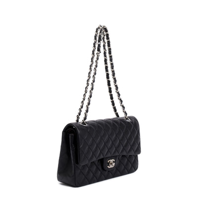 Chanel Black Quilted Lambskin Leather Classic Medium Double Flap Bag