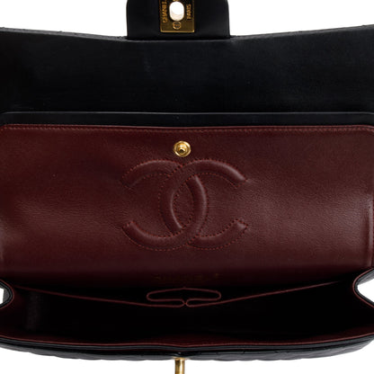 Chanel Black Quilted Lambskin Leather Classic Medium Double Flap Bag