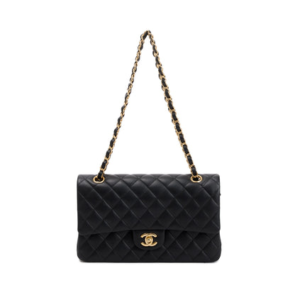 Chanel Black Quilted Lambskin Leather Classic Medium Double Flap Bag
