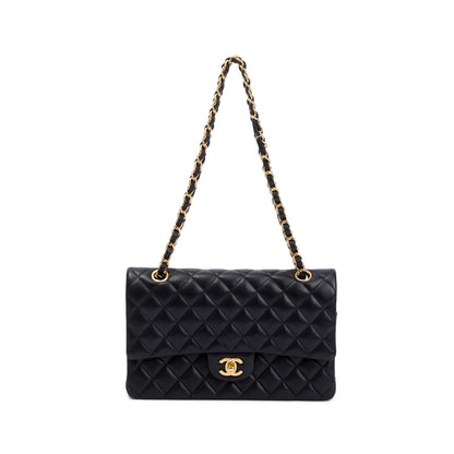 Chanel Black Quilted Lambskin Leather Classic Medium Double Flap Bag