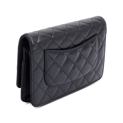 Chanel Black Quilted Lambskin Leather Classic Wallet on Chain