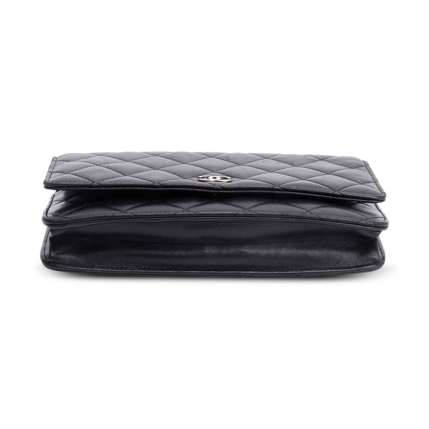 Chanel Black Quilted Lambskin Leather Classic Wallet on Chain