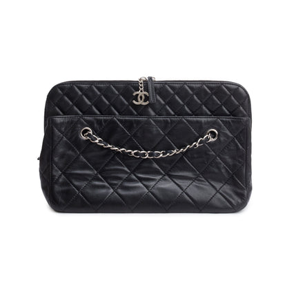 Chanel Black Quilted Lambskin Leather In The Business Camera Bag