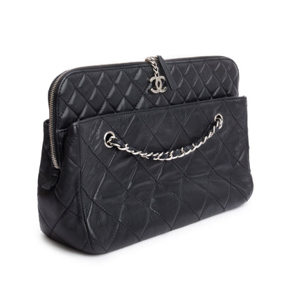 Chanel Black Quilted Lambskin Leather In The Business Camera Bag