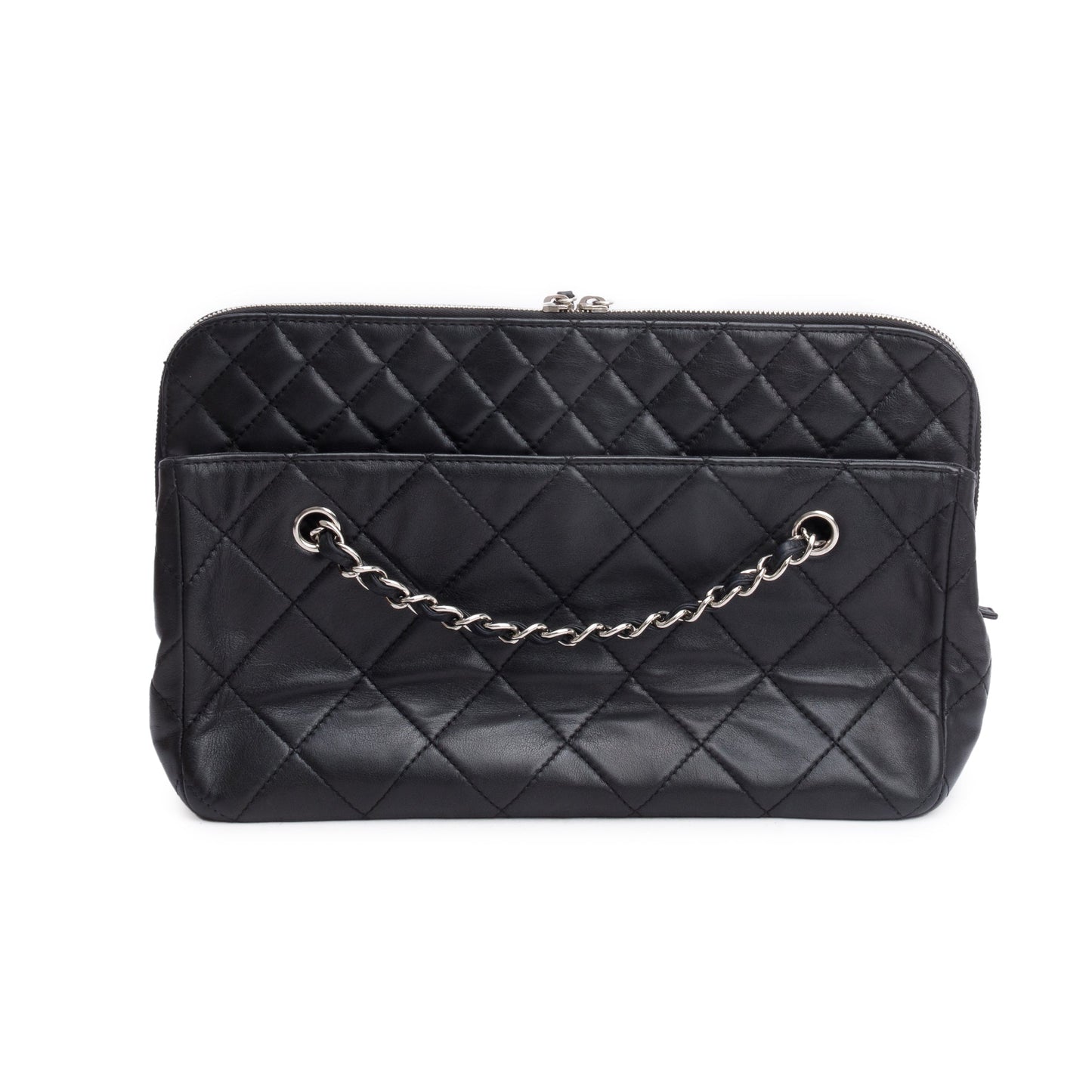 Chanel Black Quilted Lambskin Leather In The Business Camera Bag