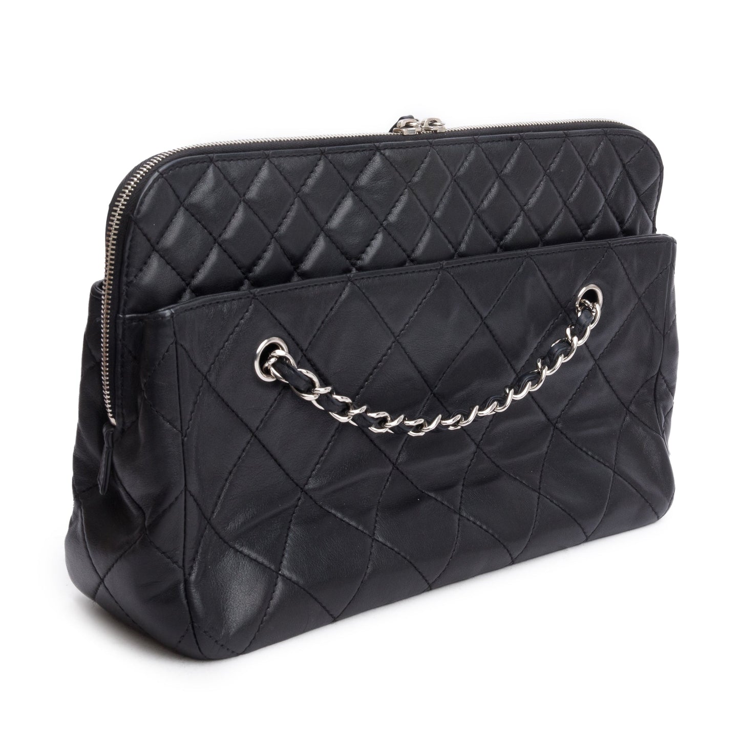 Chanel Black Quilted Lambskin Leather In The Business Camera Bag