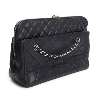 Chanel Black Quilted Lambskin Leather In The Business Camera Bag
