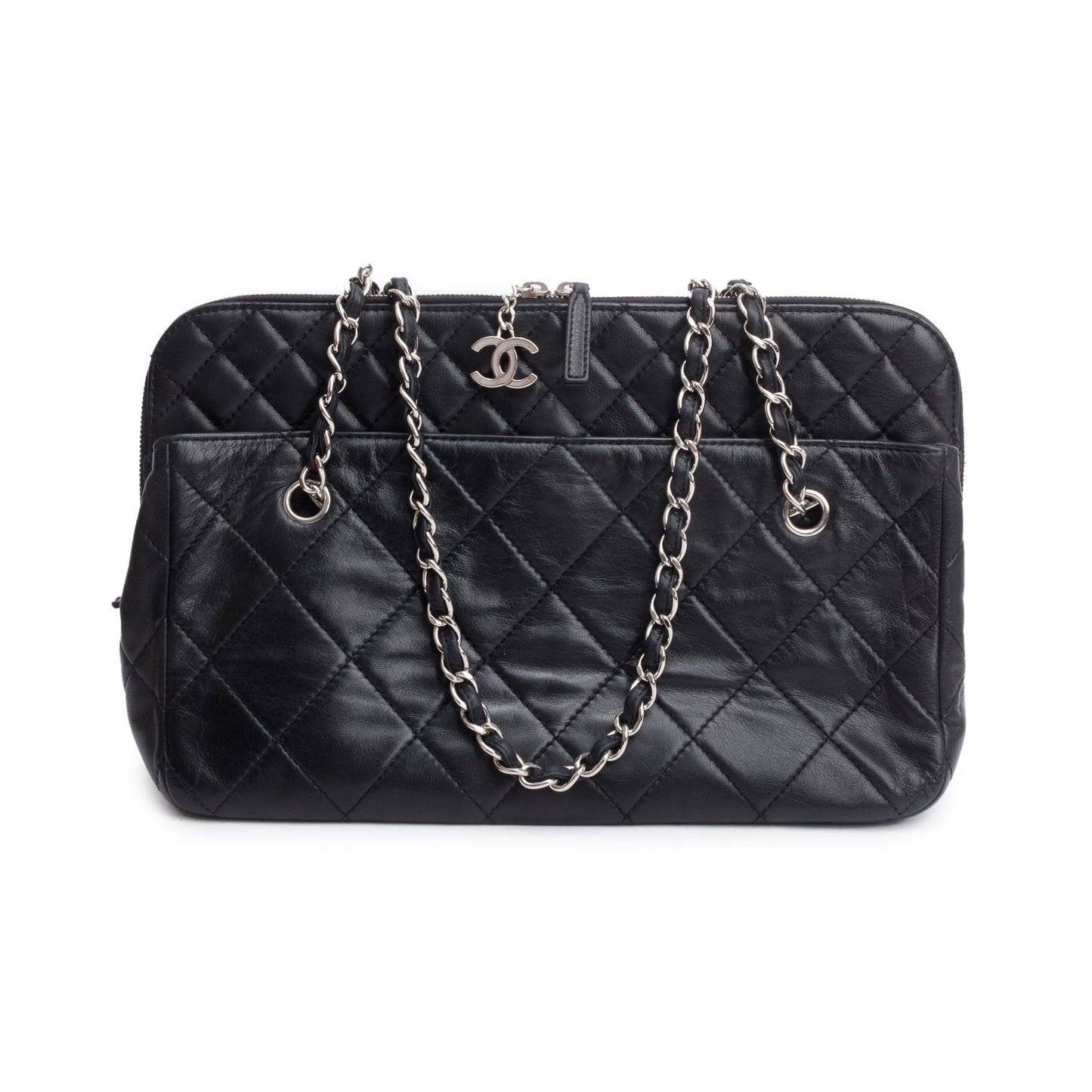 Chanel Black Quilted Lambskin Leather In The Business Camera Bag