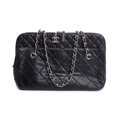 Chanel Black Quilted Lambskin Leather In The Business Camera Bag