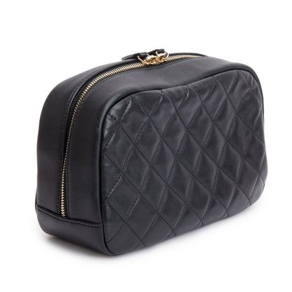 Chanel Black Quilted Lambskin Leather Large Classic Pouch
