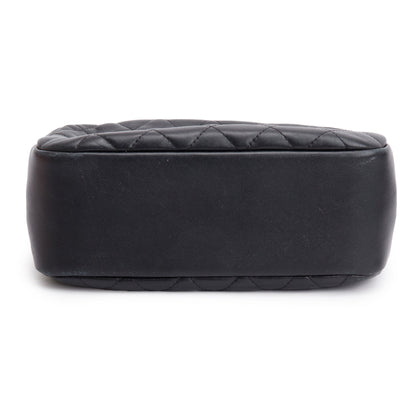 Chanel Black Quilted Lambskin Leather Large Classic Pouch