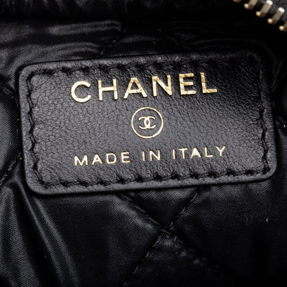 Chanel Black Quilted Lambskin Leather Large Classic Pouch