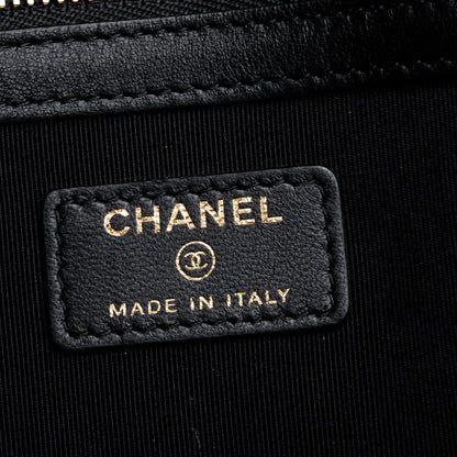 Chanel Black Quilted Lambskin Leather Large O-Case Clutch