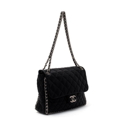 Chanel Black Quilted Lambskin Leather Maxi Chain Around Flap Bag