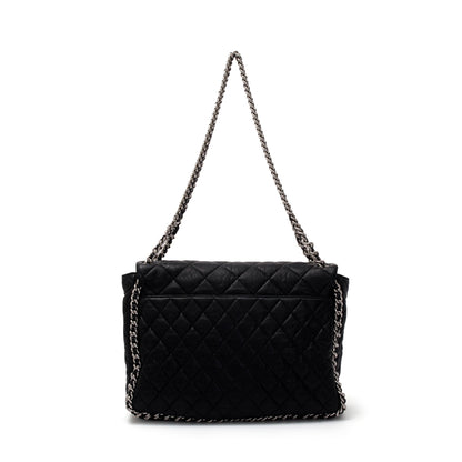 Chanel Black Quilted Lambskin Leather Maxi Chain Around Flap Bag