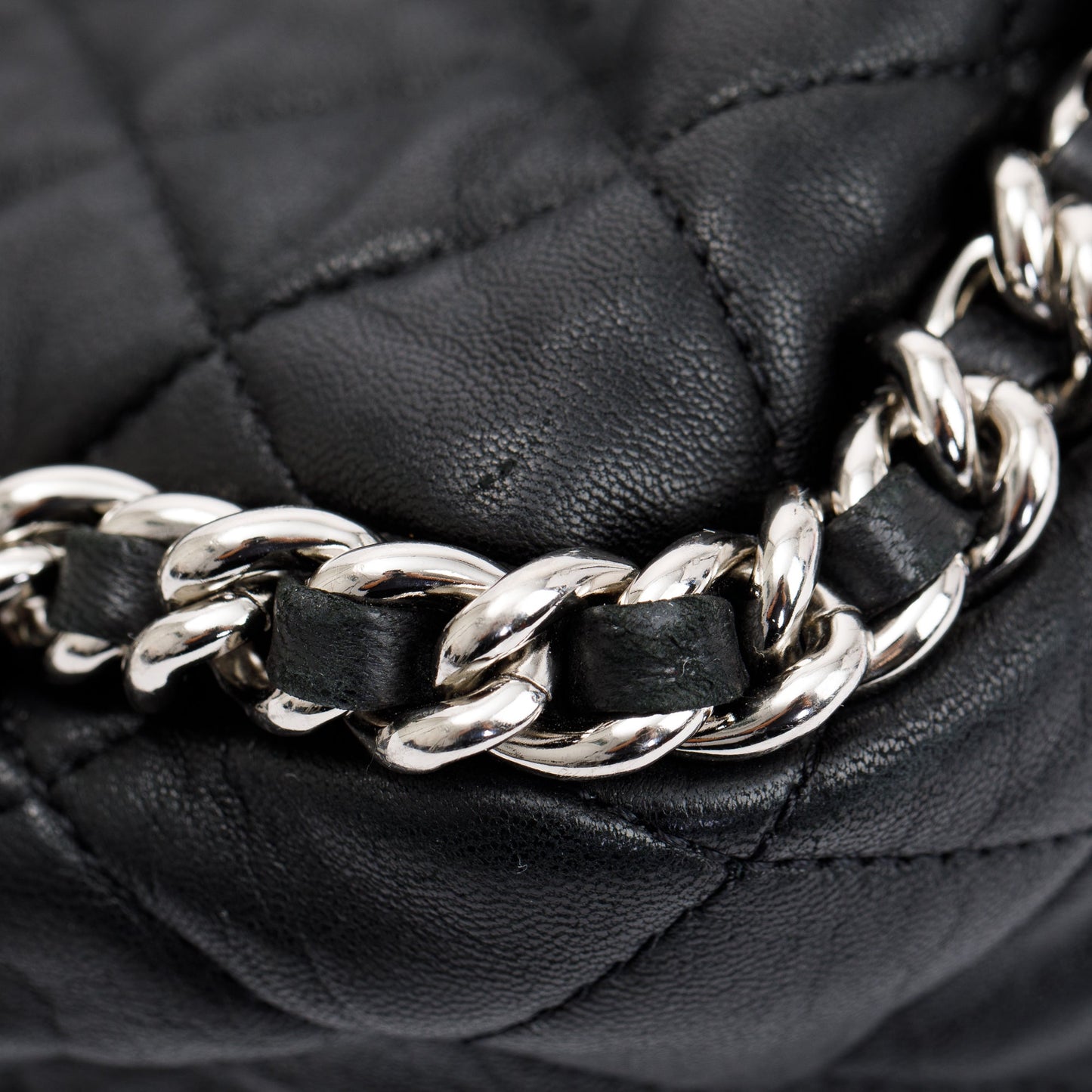 Chanel Black Quilted Lambskin Leather Maxi Chain Around Flap Bag