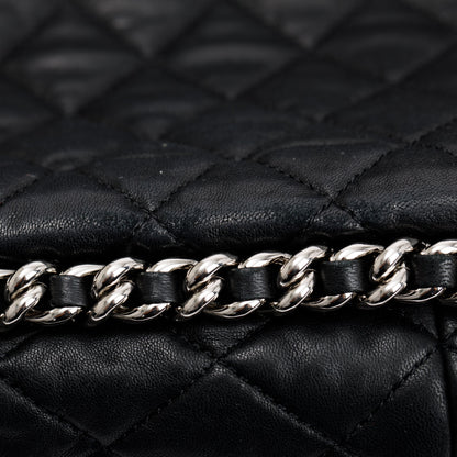 Chanel Black Quilted Lambskin Leather Maxi Chain Around Flap Bag