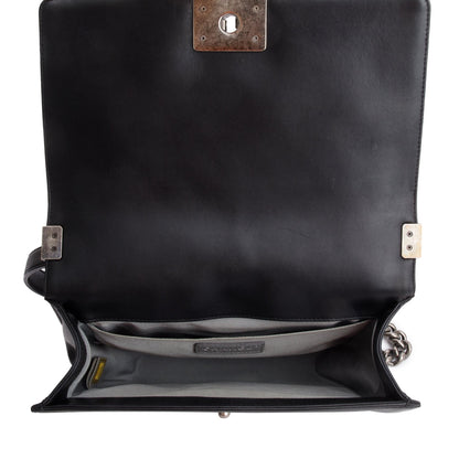 Chanel Black Quilted Lambskin Leather Medium Boy Bag
