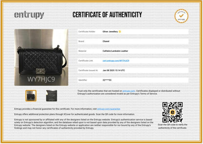 Chanel Black Quilted Lambskin Leather Medium Boy Bag