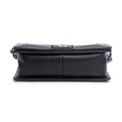 Chanel Black Quilted Lambskin Leather Medium Boy Bag