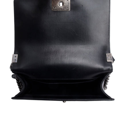 Chanel Black Quilted Lambskin Leather Medium Boy Bag