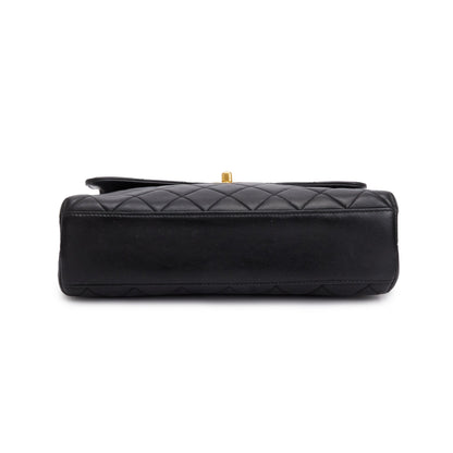 Chanel Black Quilted Lambskin Leather Medium Kelly Top Handle Bag