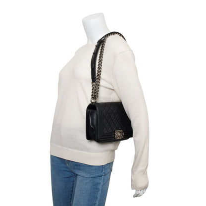 Chanel Black Quilted Lambskin Leather Medium Stitch It Boy Bag