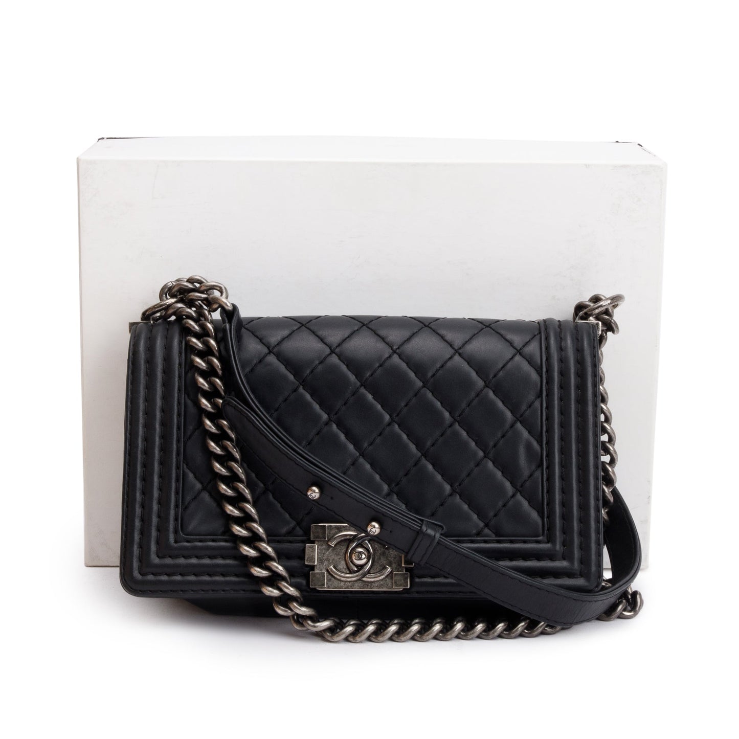 Chanel Black Quilted Lambskin Leather Medium Stitch It Boy Bag