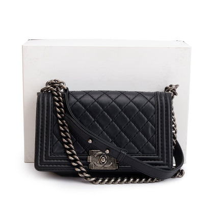 Chanel Black Quilted Lambskin Leather Medium Stitch It Boy Bag