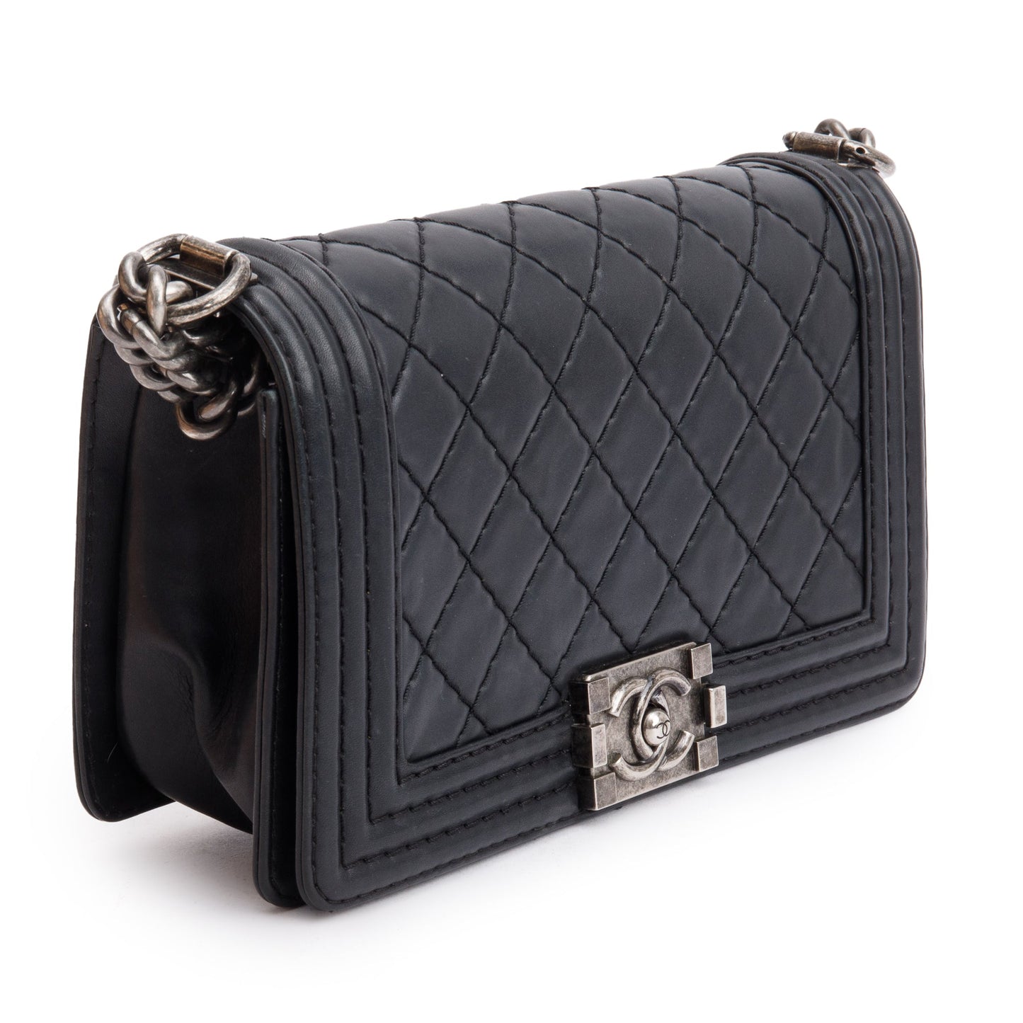 Chanel Black Quilted Lambskin Leather Medium Stitch It Boy Bag