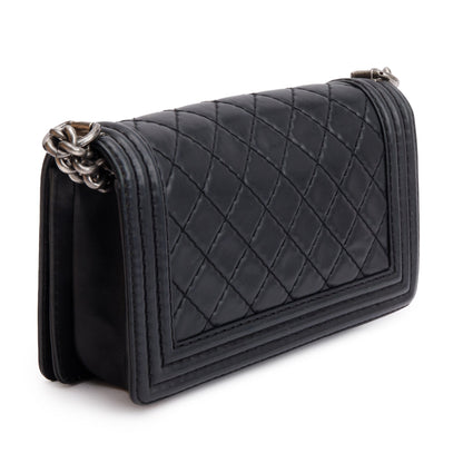 Chanel Black Quilted Lambskin Leather Medium Stitch It Boy Bag