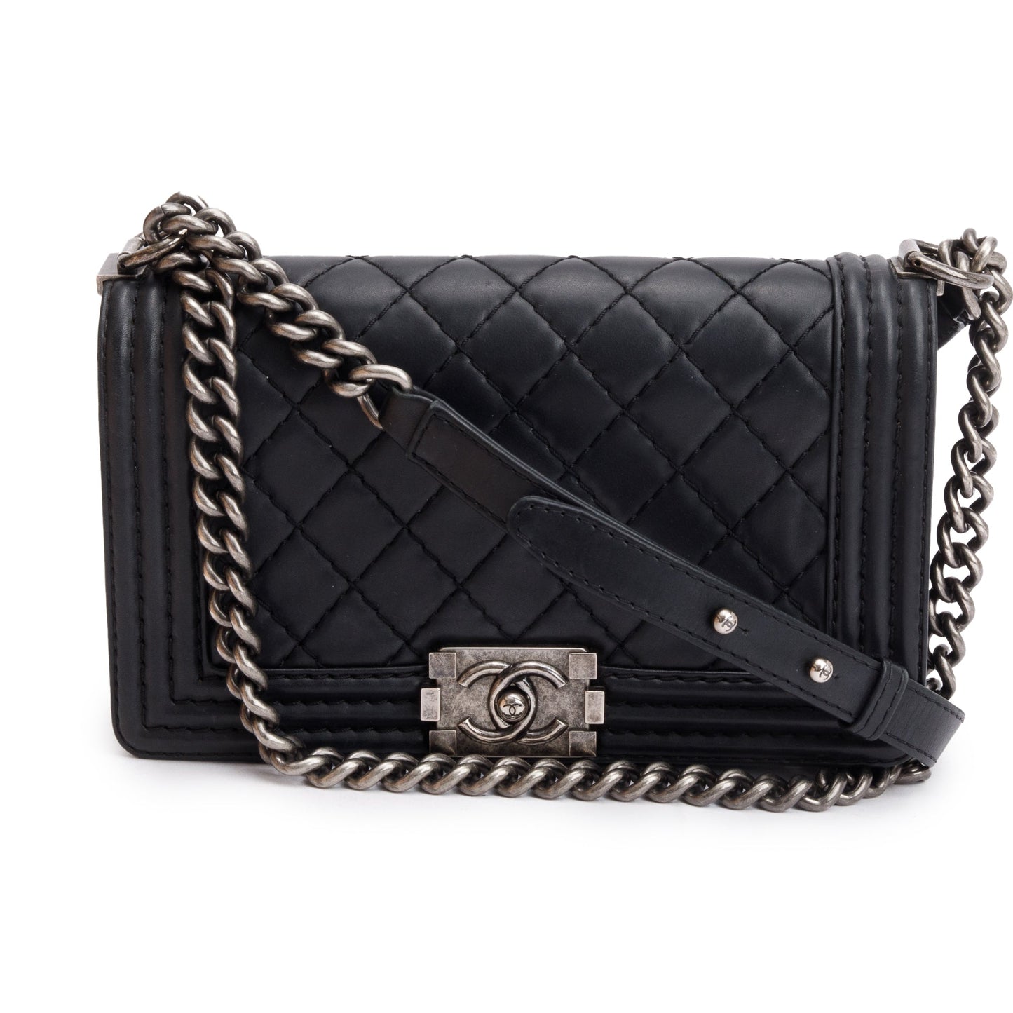 Chanel Black Quilted Lambskin Leather Medium Stitch It Boy Bag