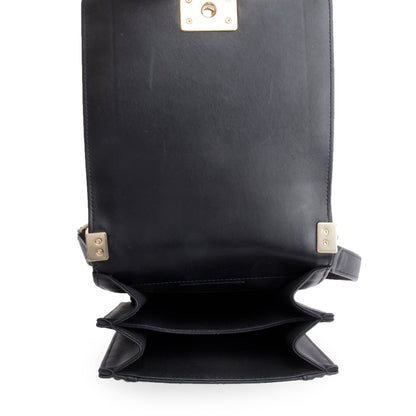 Chanel Black Quilted Lambskin Leather North/South Boy Bag
