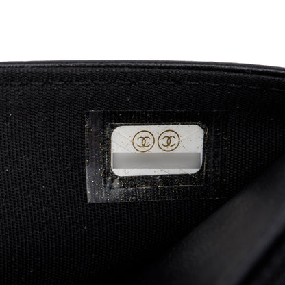 Chanel Black Quilted Lambskin Leather Pearl Wallet on Chain